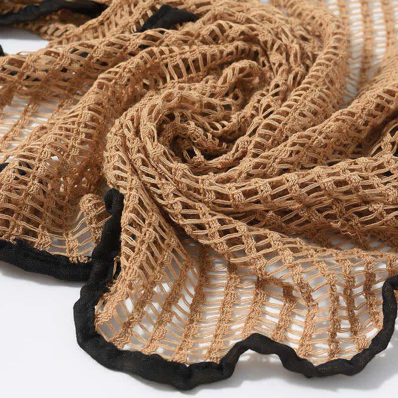 Elegante sciarpa lavorata a maglia con motivo traforato - image 10