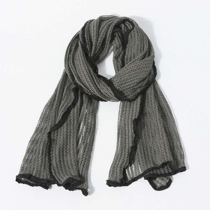 Elegante sciarpa lavorata a maglia con motivo traforato - Grigio - image 0