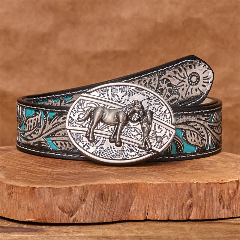 Cintura in pelle con coltello pieghevole nascosto da cowgirl fai da te da uomo - Cowgirl - Cintura floreale grigia - 42 - image 10