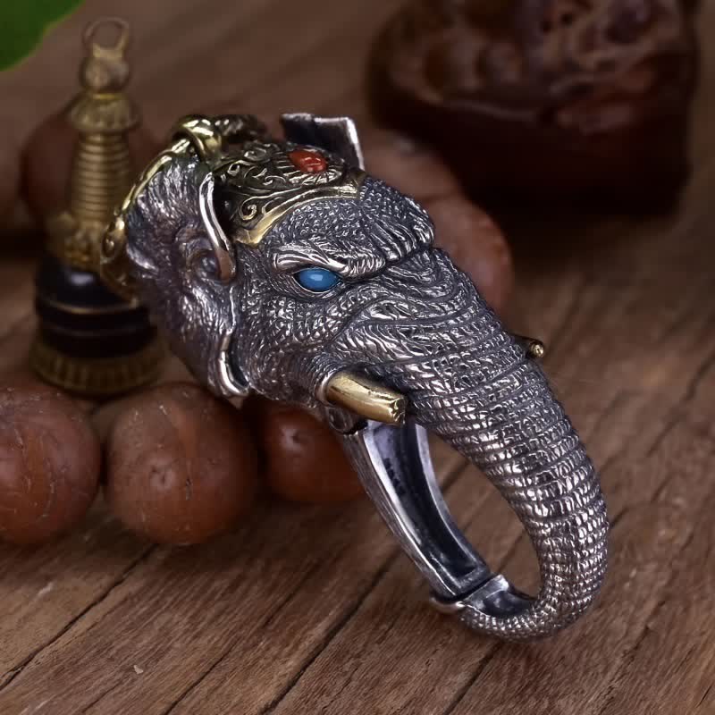 Portachiavi con testa di elefante, scultura fatta a mano e vivace - image 2
