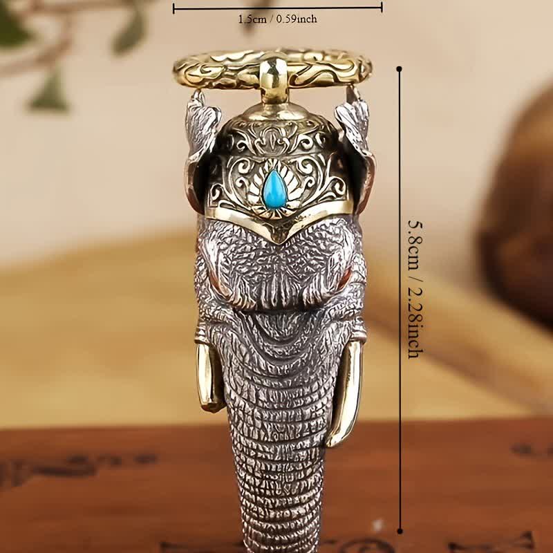 Portachiavi con testa di elefante, scultura fatta a mano e vivace - image 4