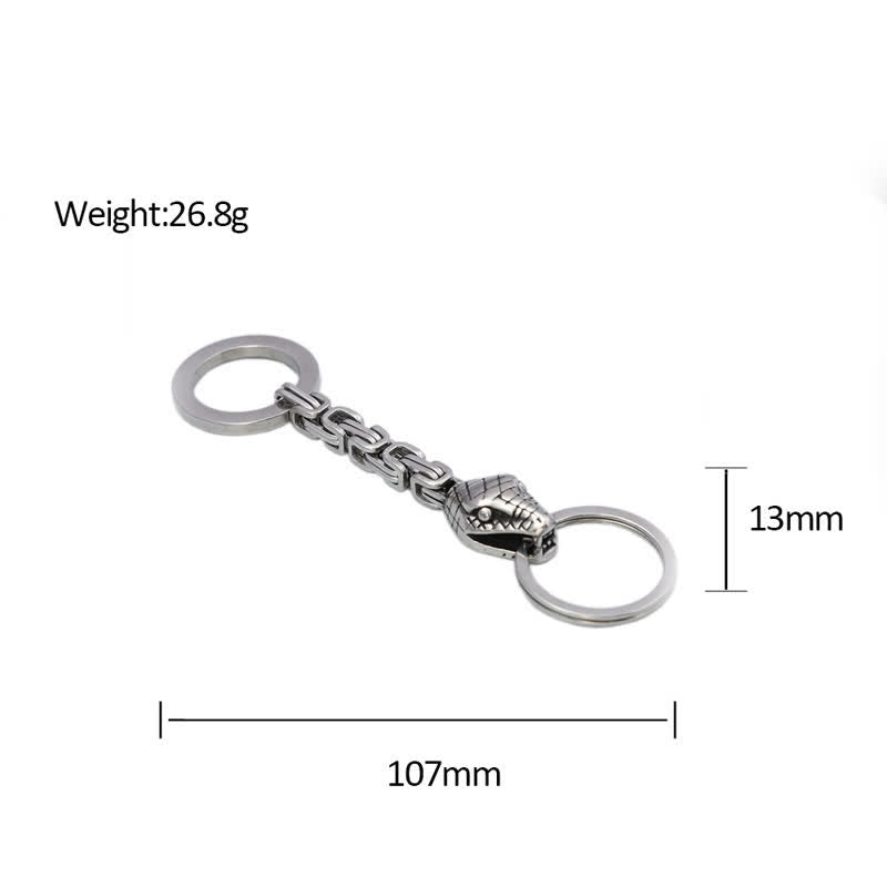 Portachiavi a forma di serpente in stile vichingo nordico in argento antico - image 4