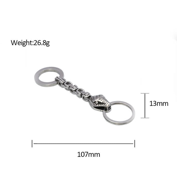 Portachiavi a forma di serpente in stile vichingo nordico in argento antico - image 4