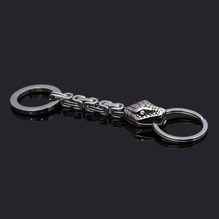 Portachiavi a forma di serpente in stile vichingo nordico in argento antico - image 2