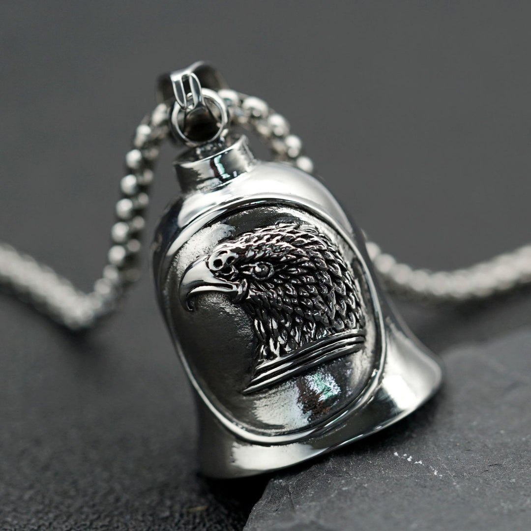 Portachiavi con campanello da equitazione aquila punk in argento - Portachiavi - image 0