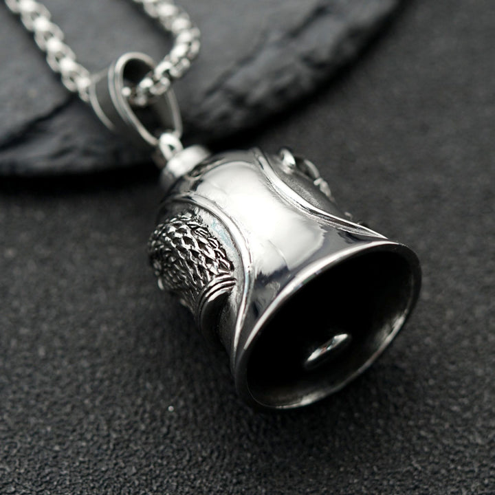 Portachiavi con campanello da equitazione aquila punk in argento - image 2