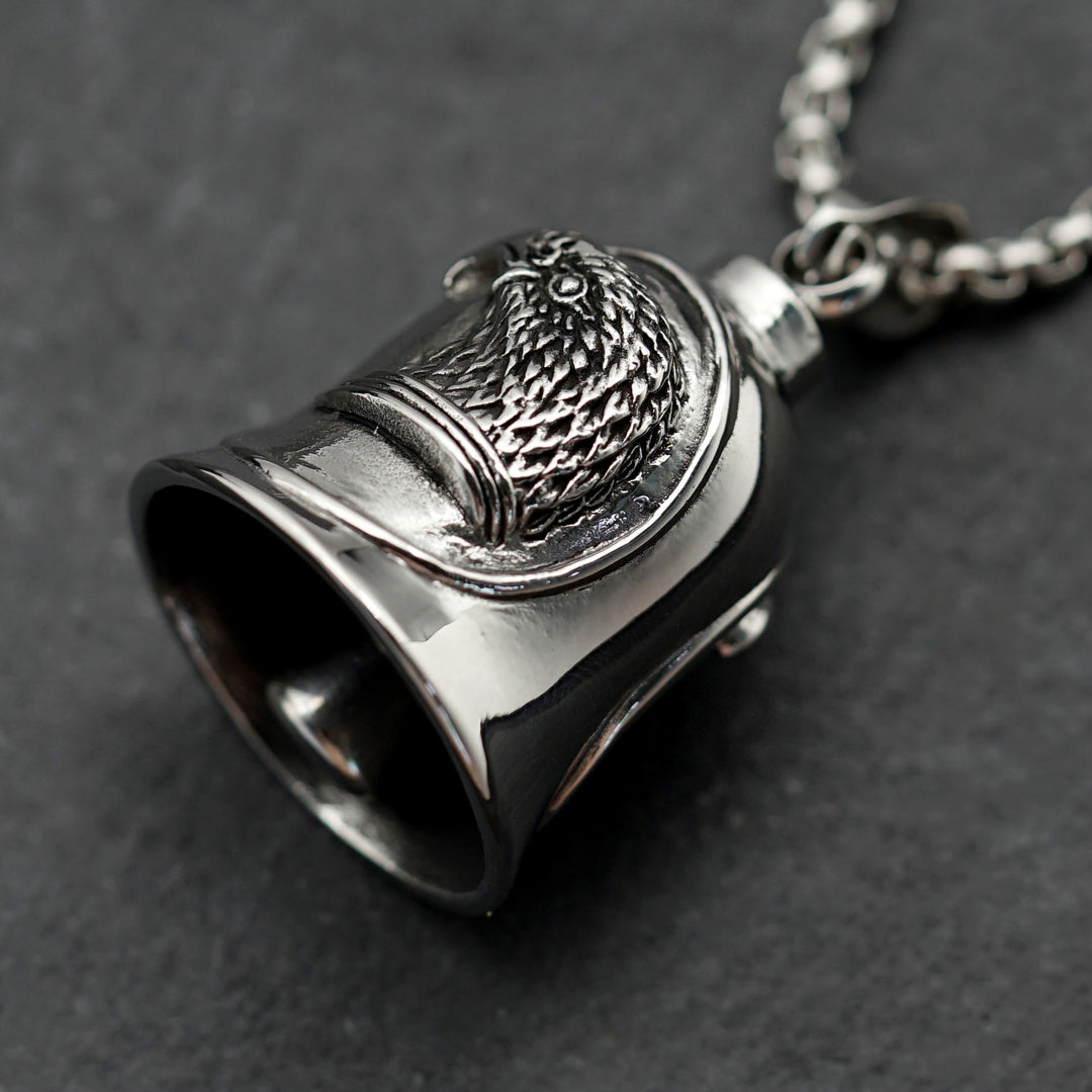 Portachiavi con campanello da equitazione aquila punk in argento - image 3