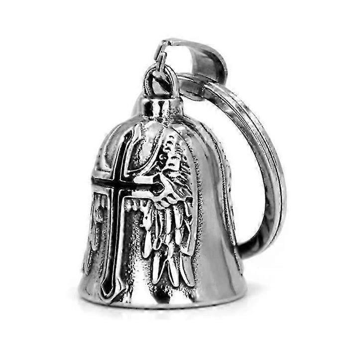 Portachiavi con campana vichinga in argento con croce e ali - image 3