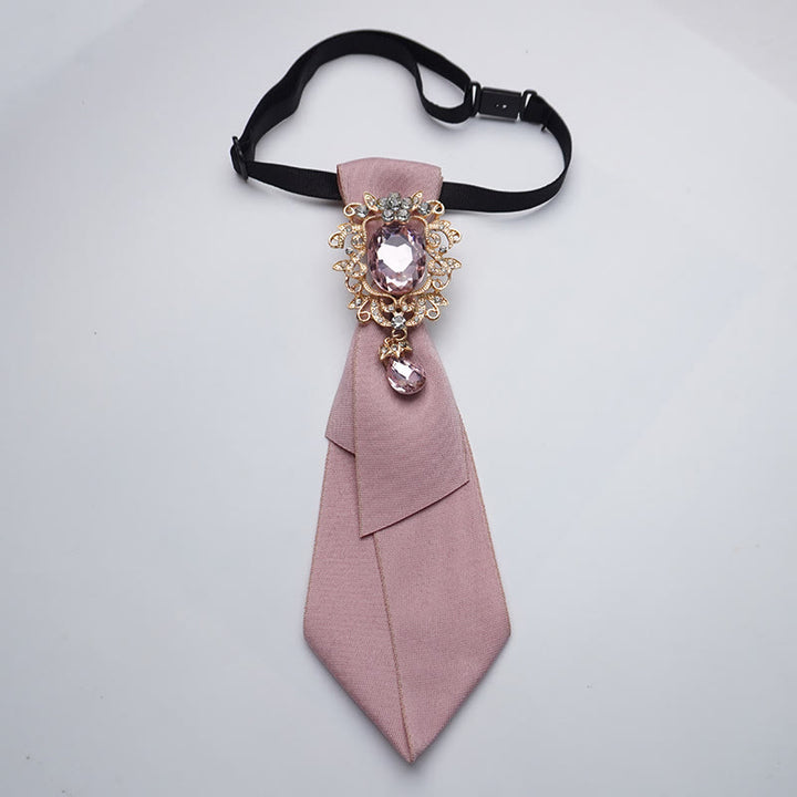 Cravatta da donna regolabile con diamanti in cristallo tinta unita - Rosa - image 0