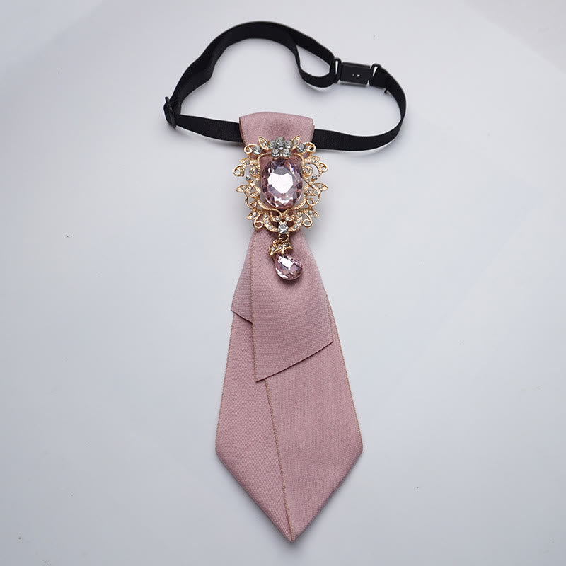 Cravatta da donna regolabile con diamanti in cristallo tinta unita - Rosa - image 0