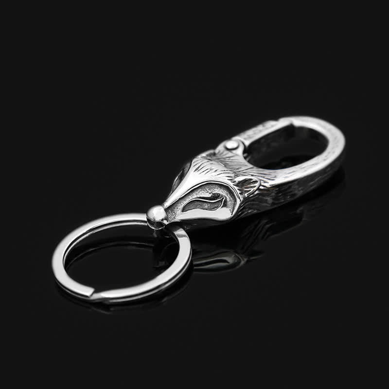 Portachiavi con testa di volpe argentata antica in stile unico - Argento antico - image 0