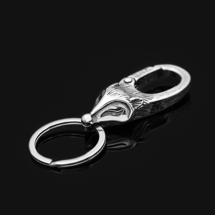 Portachiavi con testa di volpe argentata antica in stile unico - Argento antico - image 0