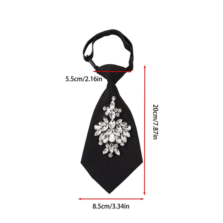 Cravatta corta da donna regolabile con strass pre-annodata nera - image 3