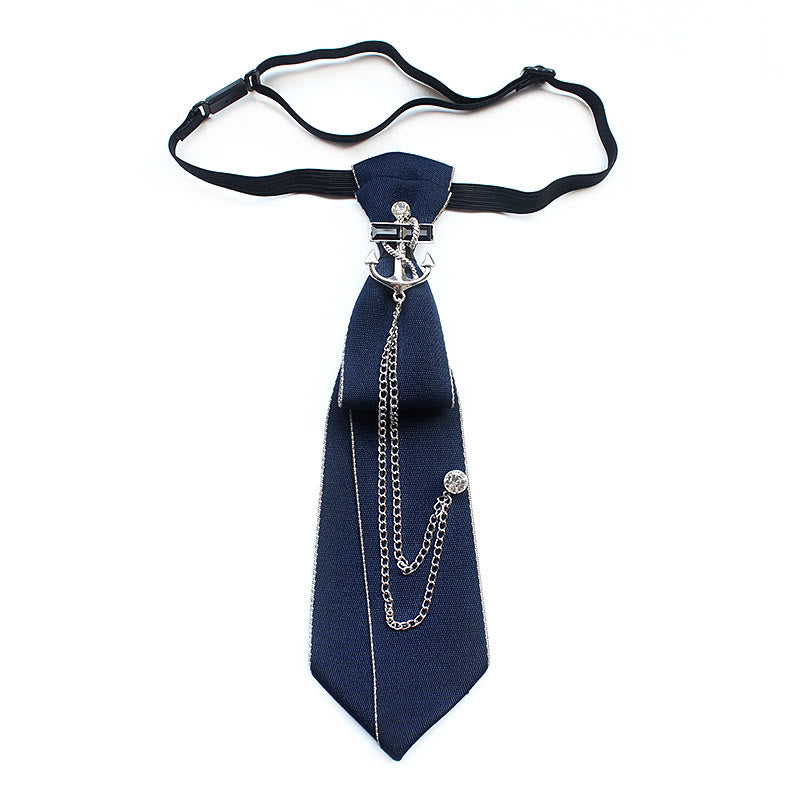 Cravatta unisex pre-annodata con ancora di nave e fascia regolabile - Blu - image 3