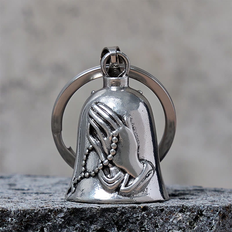 Portachiavi vintage con campanello a forma di croce e mani in preghiera - Portachiavi - image 0