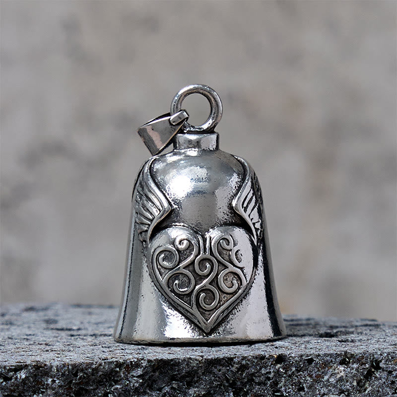 Portachiavi vintage a forma di cuore con ala in argento - Pendente - image 1