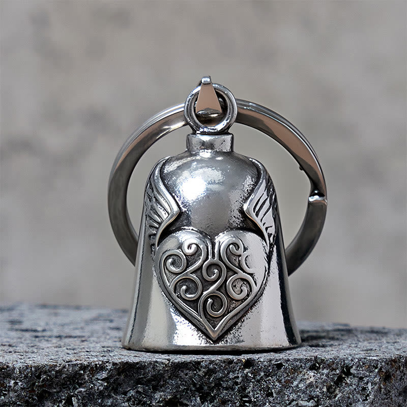 Portachiavi vintage a forma di cuore con ala in argento - Portachiavi - image 0