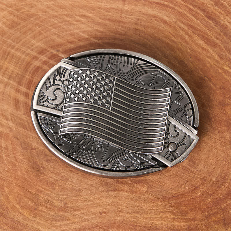 Cintura in pelle con fibbia per coltello nascosto fai da te con bandiera americana argentata - image 2