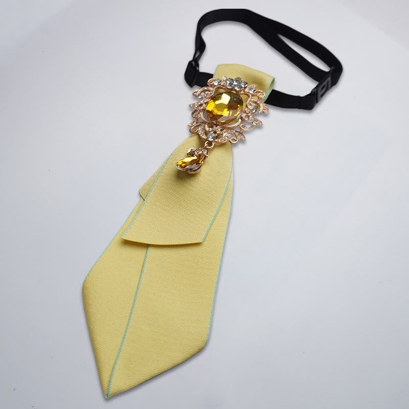 Cravatta da donna regolabile con diamanti in cristallo tinta unita - Giallo - image 5
