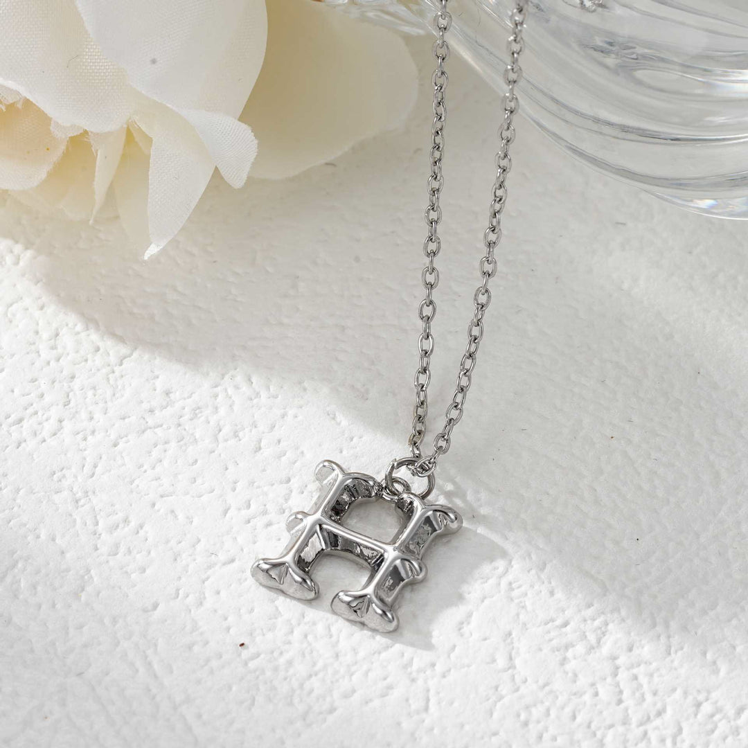 Elegante collana da donna con ciondolo a forma di lettera in oro e argento - Argento - H - image 35