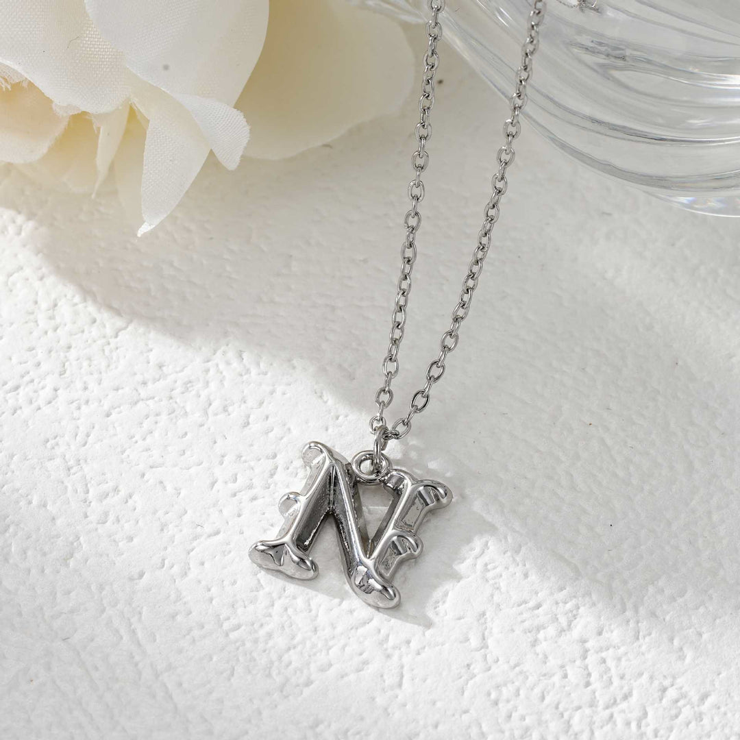 Elegante collana da donna con ciondolo a forma di lettera in oro e argento - Argento - N - image 41