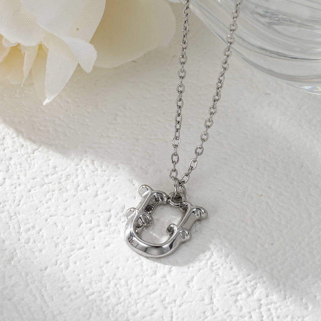 Elegante collana da donna con ciondolo a forma di lettera in oro e argento - Argento - U - image 48