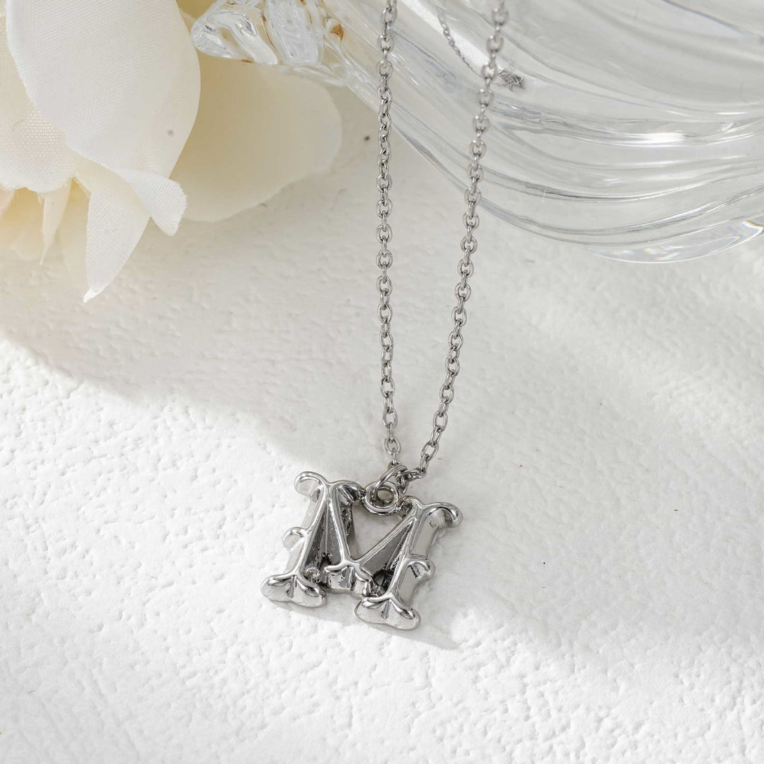 Elegante collana da donna con ciondolo a forma di lettera in oro e argento - Argento - M - image 40