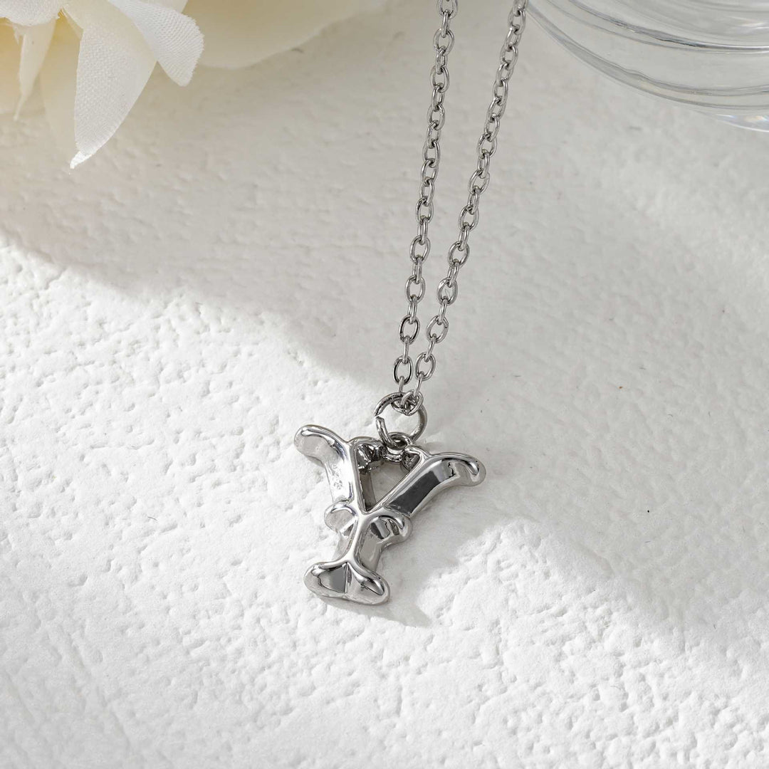Elegante collana da donna con ciondolo a forma di lettera in oro e argento - Argento - Y - image 52