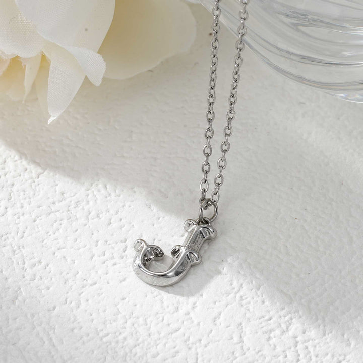 Elegante collana da donna con ciondolo a forma di lettera in oro e argento - Argento - J - image 37