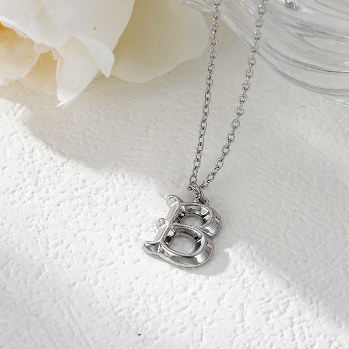 Elegante collana da donna con ciondolo a forma di lettera in oro e argento - Argento - B - image 29