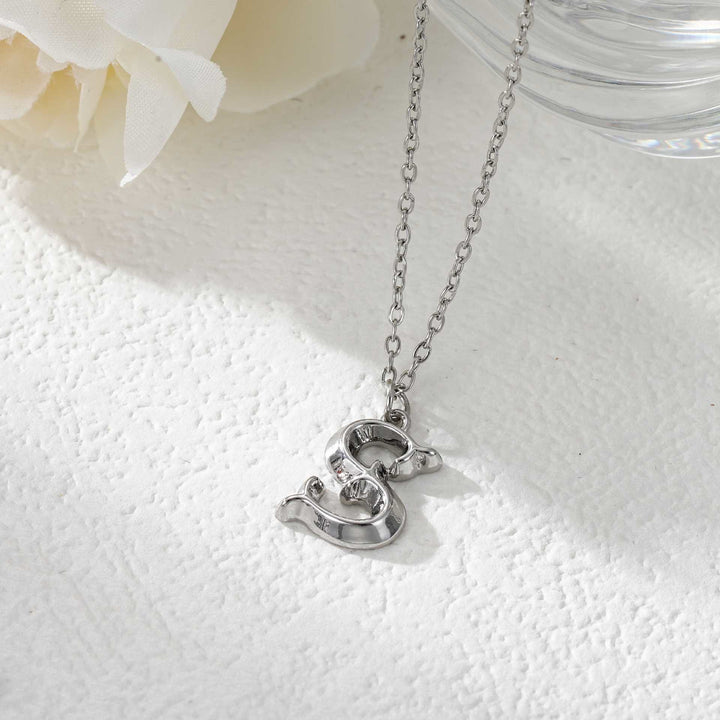 Elegante collana da donna con ciondolo a forma di lettera in oro e argento - Argento - S - image 46