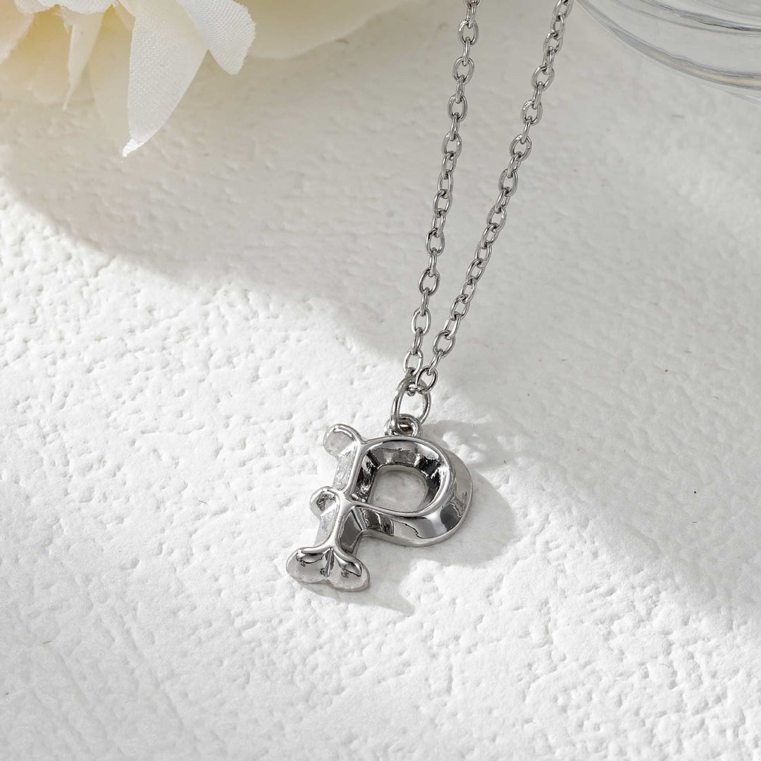 Elegante collana da donna con ciondolo a forma di lettera in oro e argento - Argento - P - image 43