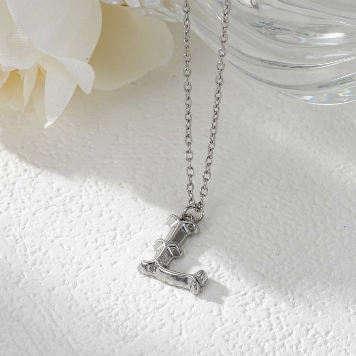 Elegante collana da donna con ciondolo a forma di lettera in oro e argento - Argento - L - image 39