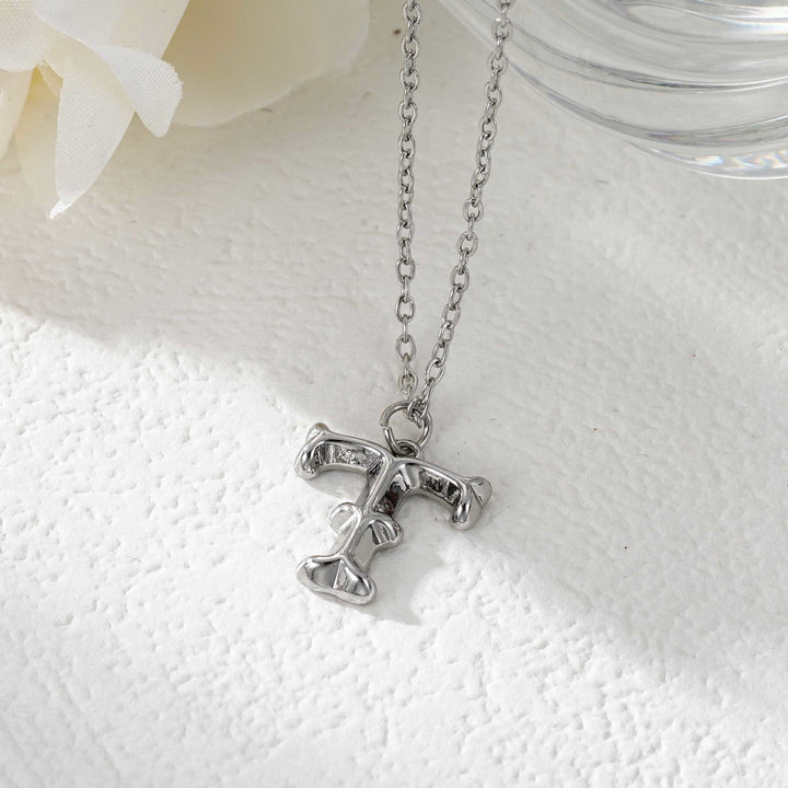 Elegante collana da donna con ciondolo a forma di lettera in oro e argento - Argento - T - image 47