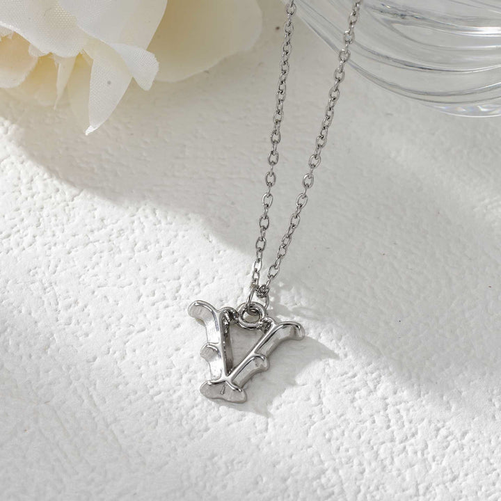 Elegante collana da donna con ciondolo a forma di lettera in oro e argento - Argento - V - image 49