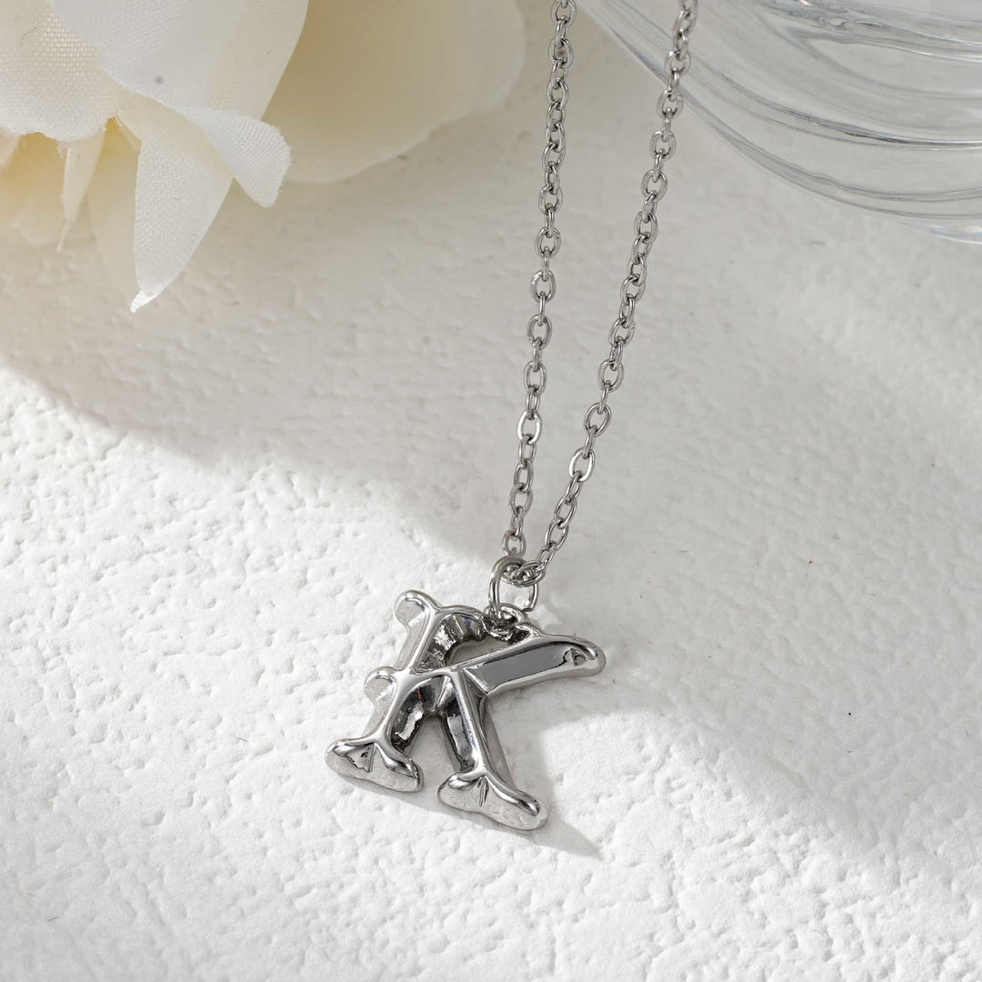 Elegante collana da donna con ciondolo a forma di lettera in oro e argento - Argento - K - image 38