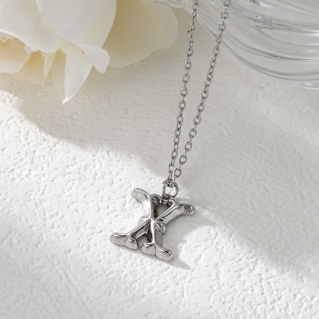 Elegante collana da donna con ciondolo a forma di lettera in oro e argento - Argento - X - image 51