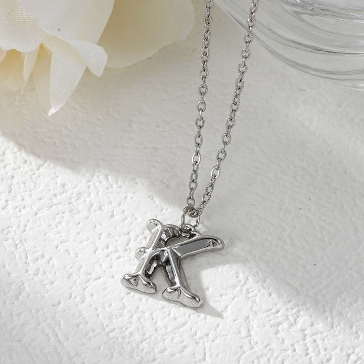 Elegante collana da donna con ciondolo a forma di lettera in oro e argento - Argento - K - image 38
