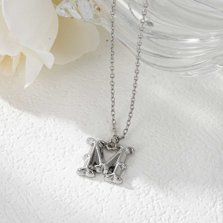 Elegante collana da donna con ciondolo a forma di lettera in oro e argento - Argento - M - image 40