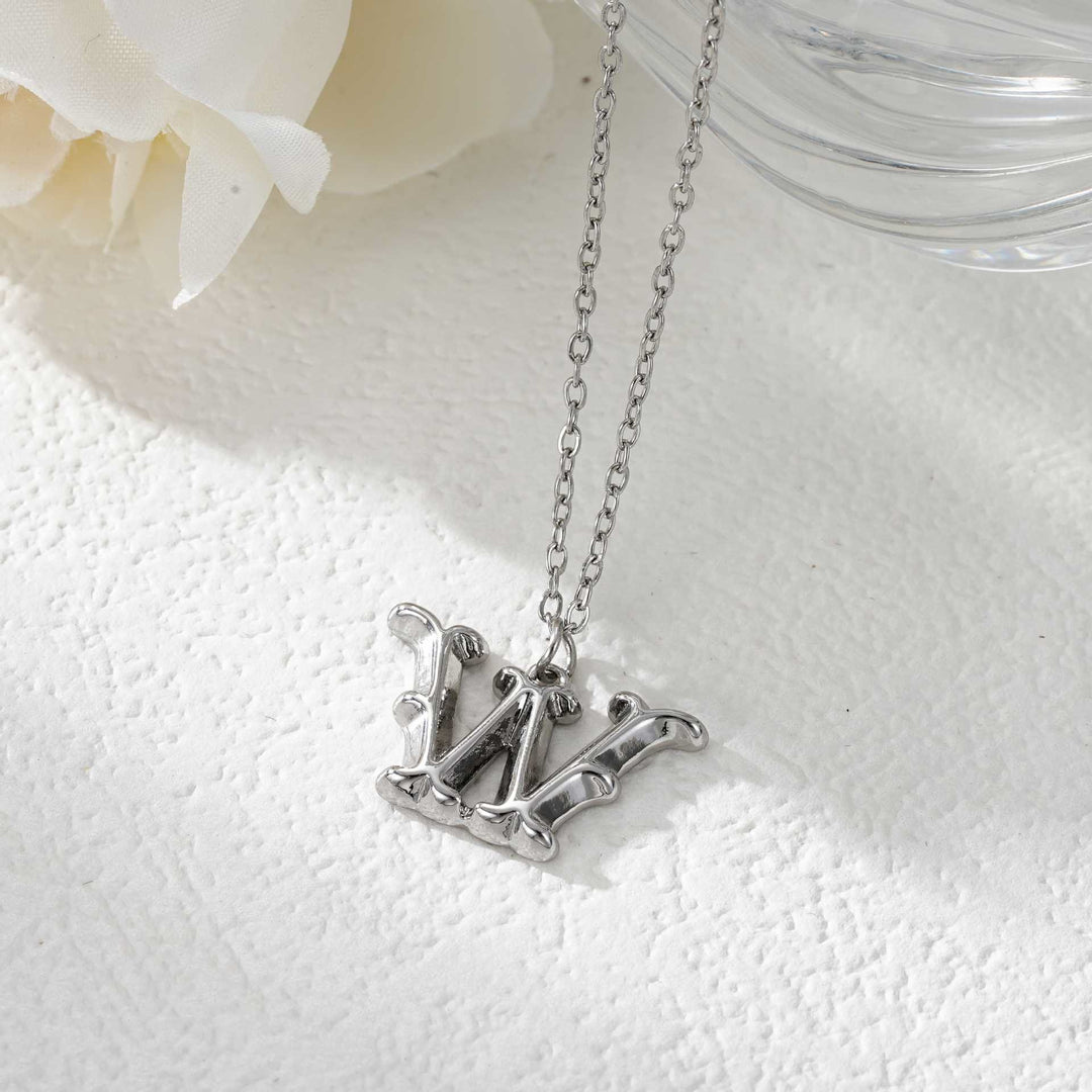Elegante collana da donna con ciondolo a forma di lettera in oro e argento - Argento - W - image 50