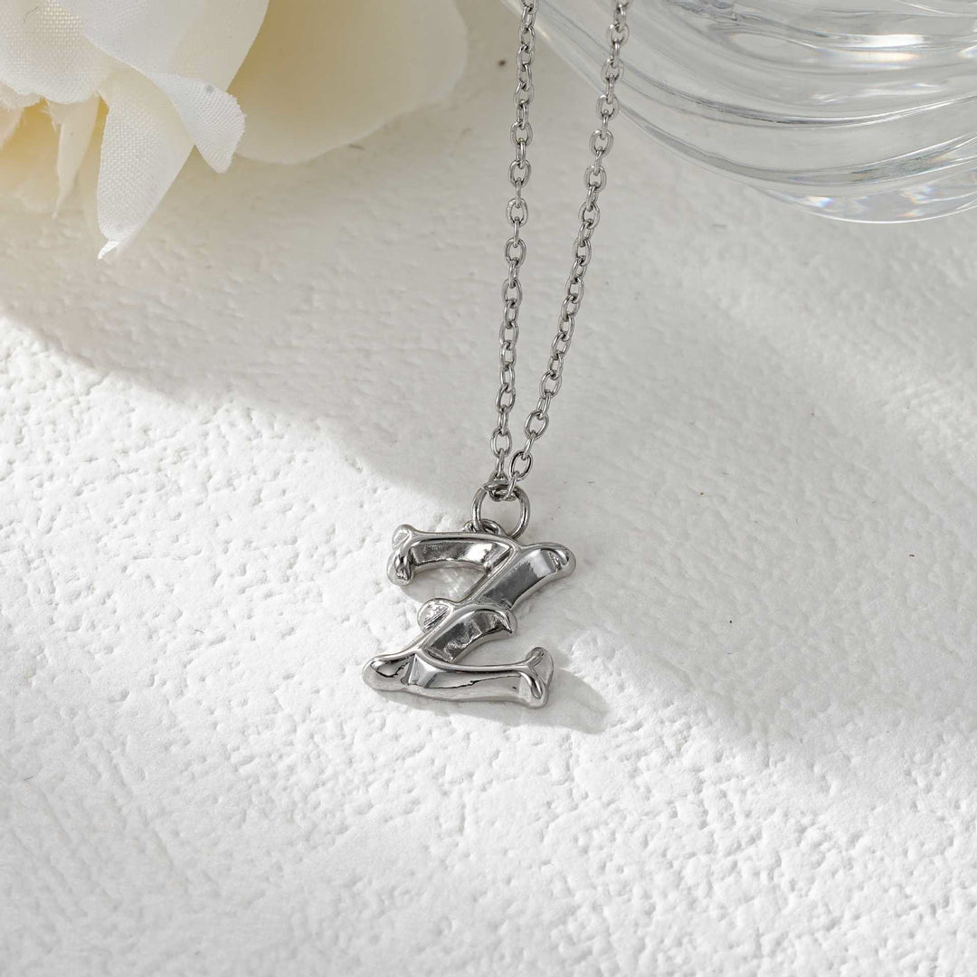 Elegante collana da donna con ciondolo a forma di lettera in oro e argento - Argento - Z - image 53