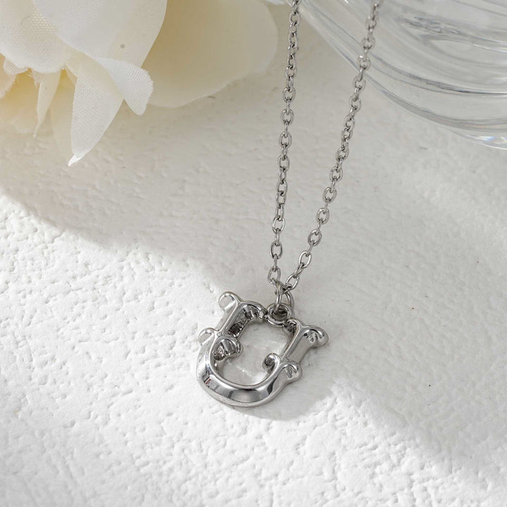 Elegante collana da donna con ciondolo a forma di lettera in oro e argento - Argento - U - image 48