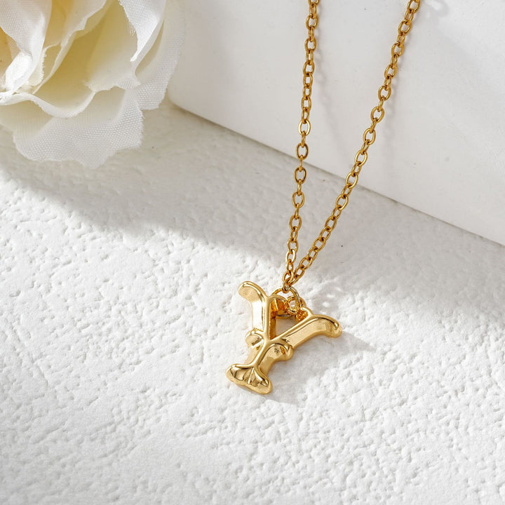 Elegante collana da donna con ciondolo a forma di lettera in oro e argento - D'oro - Y - image 26