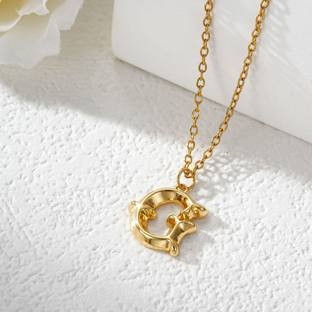 Elegante collana da donna con ciondolo a forma di lettera in oro e argento - D'oro - G - image 8