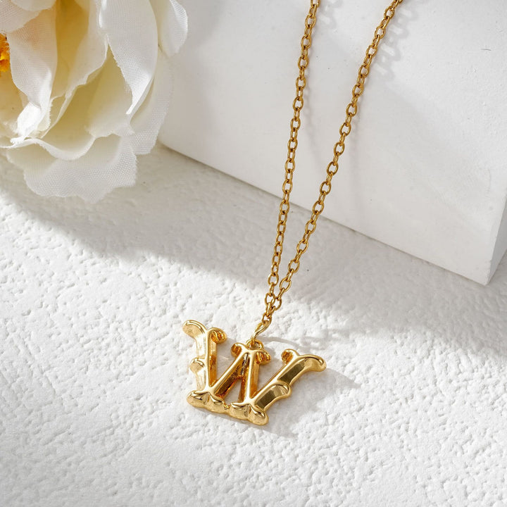 Elegante collana da donna con ciondolo a forma di lettera in oro e argento - D'oro - W - image 24