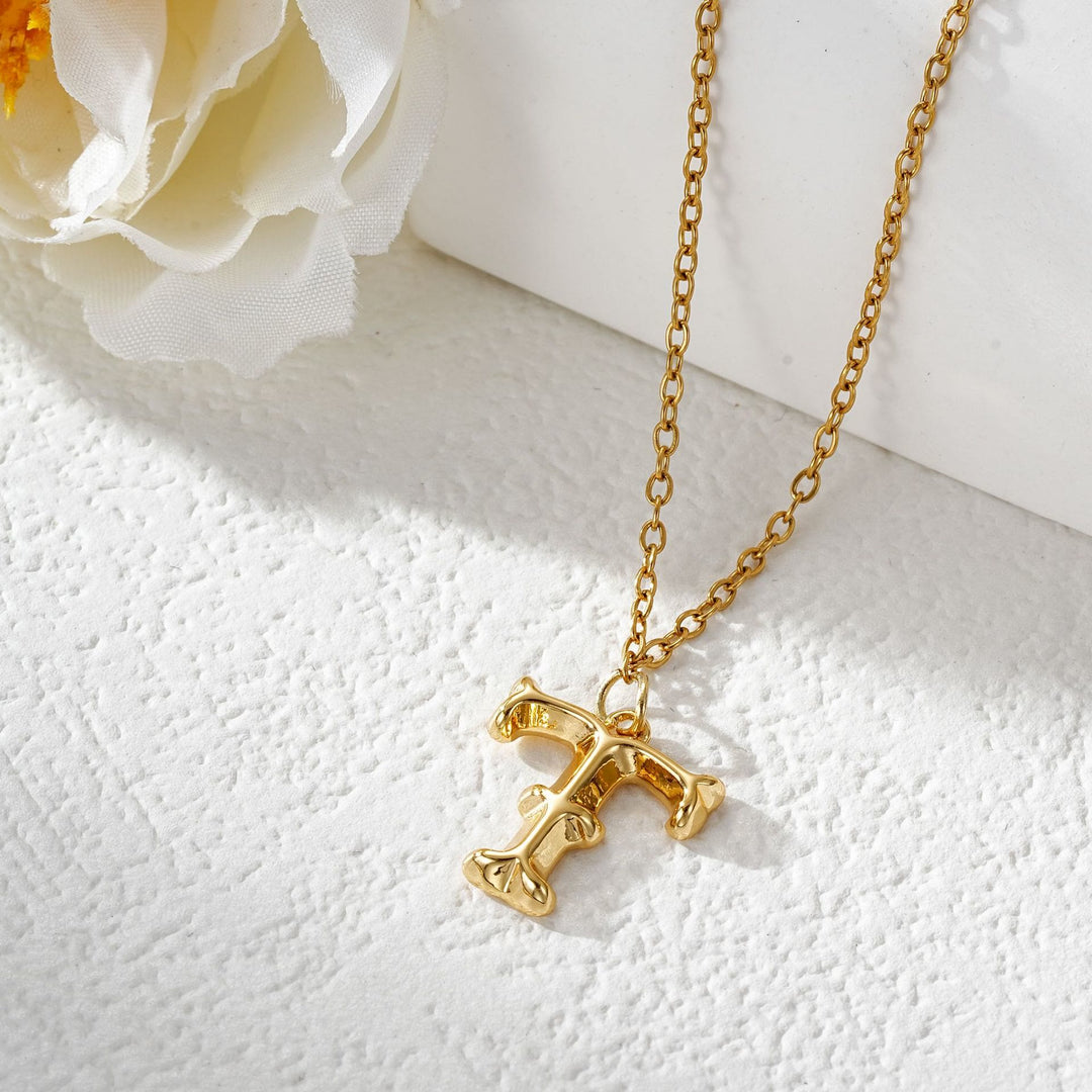 Elegante collana da donna con ciondolo a forma di lettera in oro e argento - D'oro - T - image 21