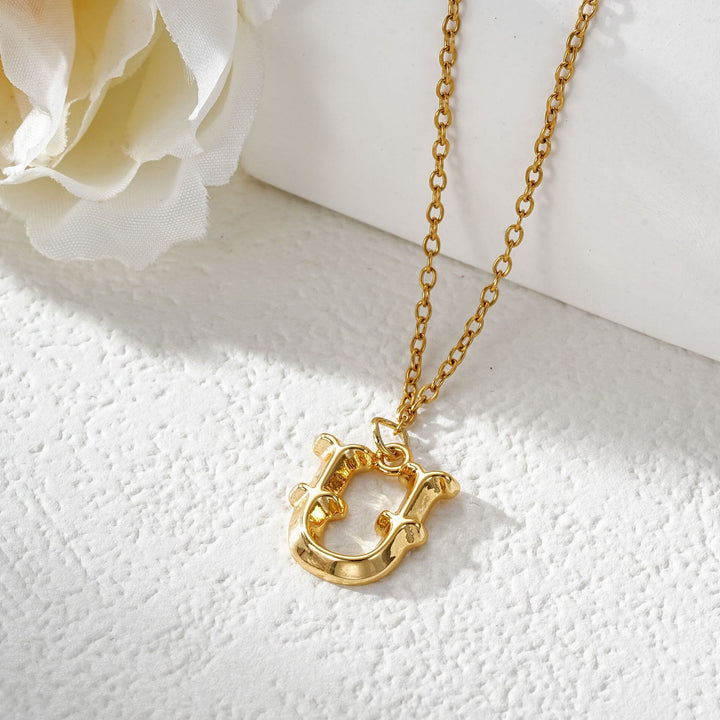 Elegante collana da donna con ciondolo a forma di lettera in oro e argento - D'oro - U - image 22