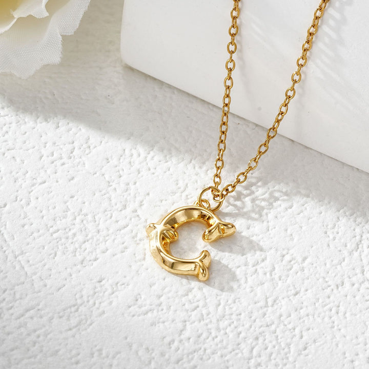 Elegante collana da donna con ciondolo a forma di lettera in oro e argento - D'oro - C - image 4