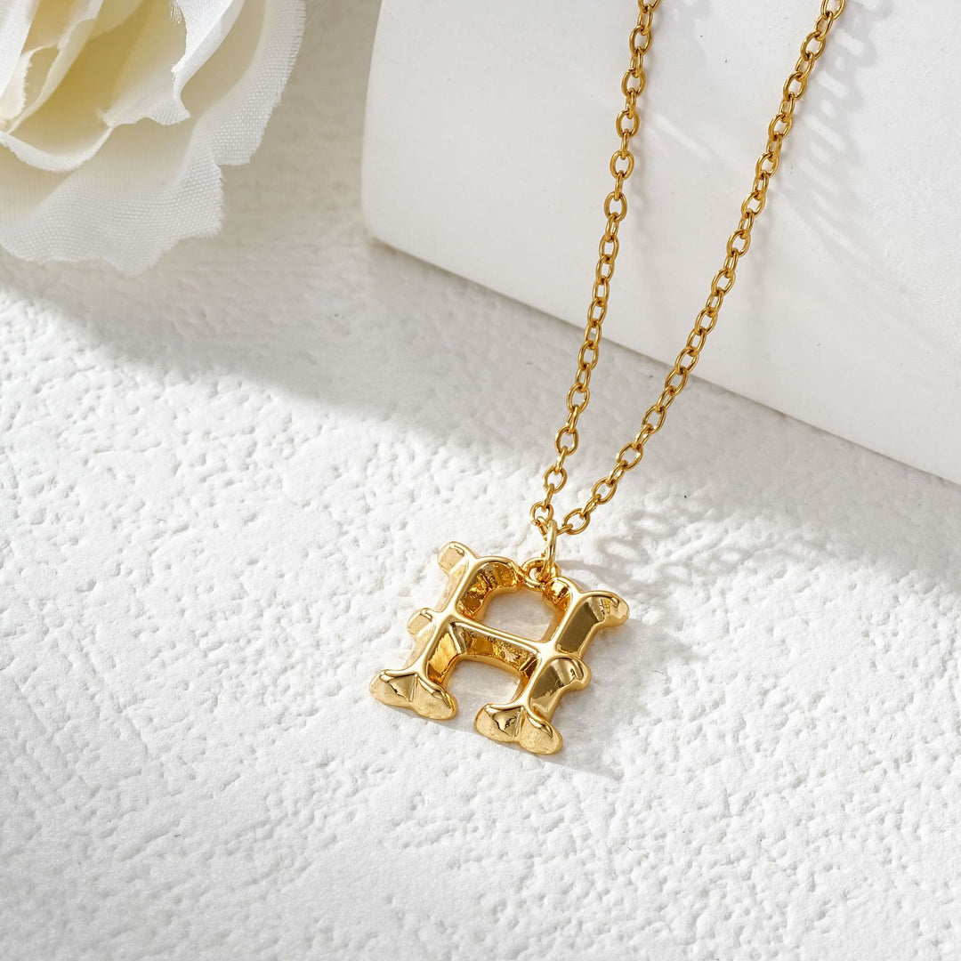 Elegante collana da donna con ciondolo a forma di lettera in oro e argento - D'oro - H - image 9