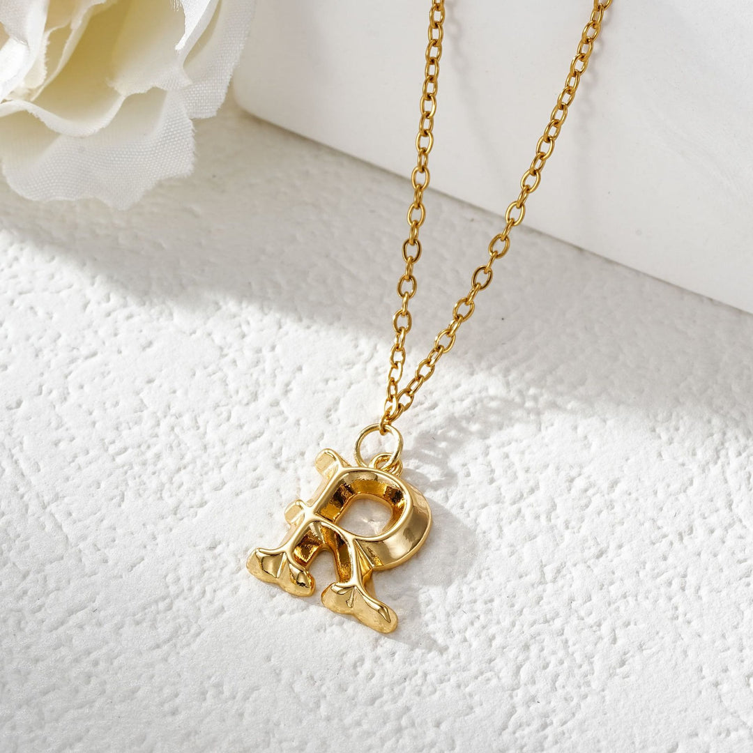 Elegante collana da donna con ciondolo a forma di lettera in oro e argento - D'oro - R - image 19